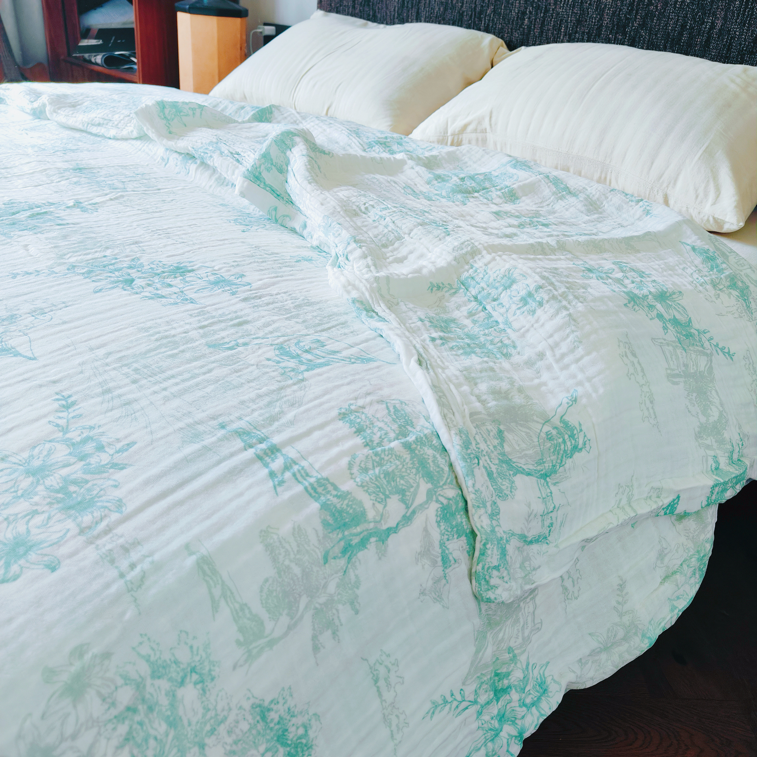 外贸出口加厚酵素水洗双层纯棉纱布双人被套单品全棉被罩柔软透气