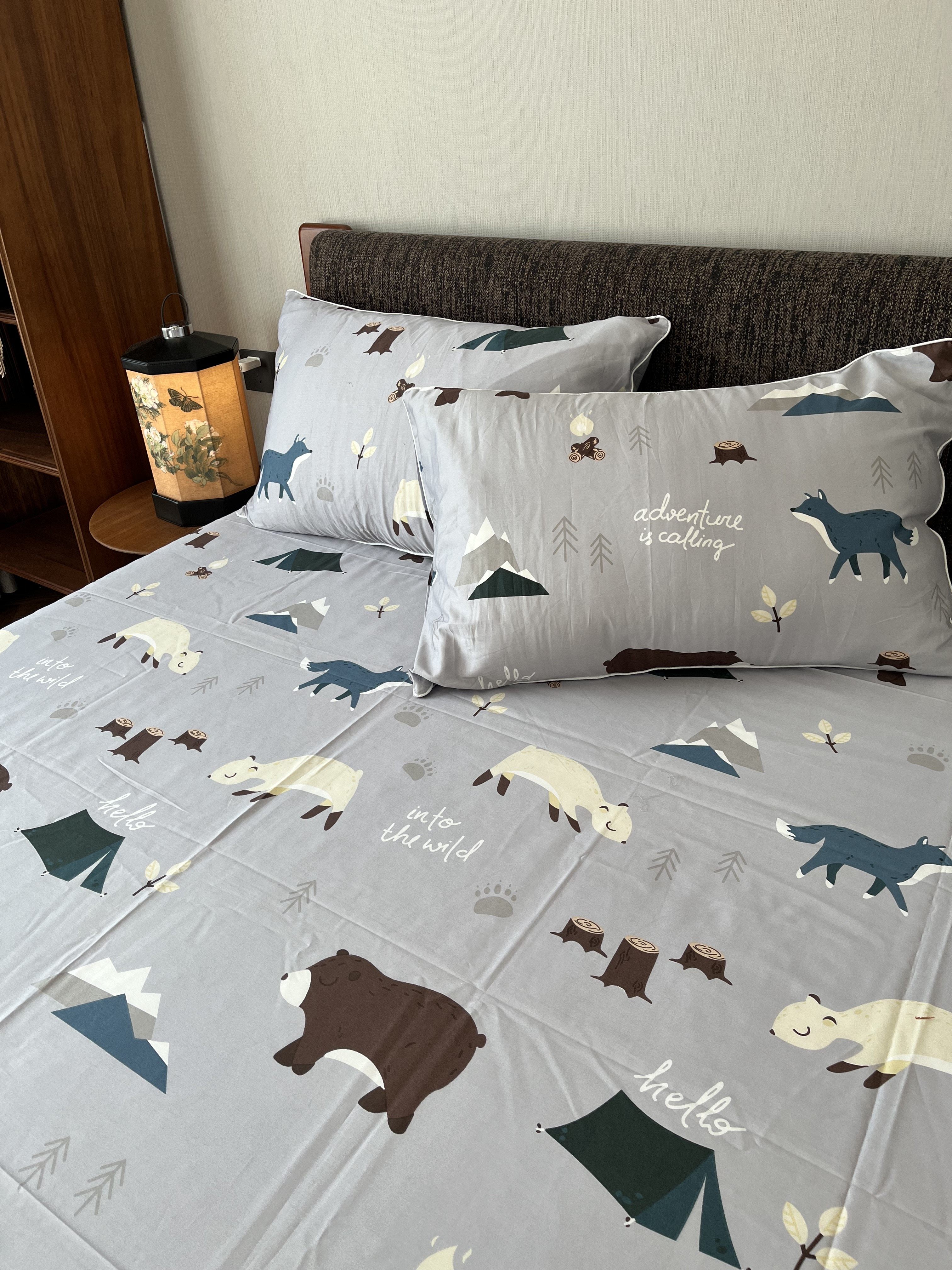 外贸出口纯棉贡缎卡通枕套双人单品全棉柔滑四季床单可配三件套