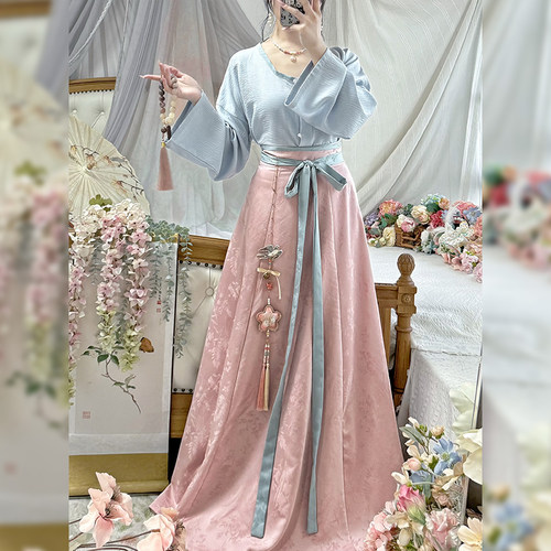 汉服女唐制垂领衫提花破裙
