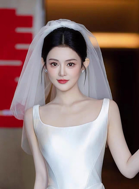 2026新款简约新娘领证拍照头纱