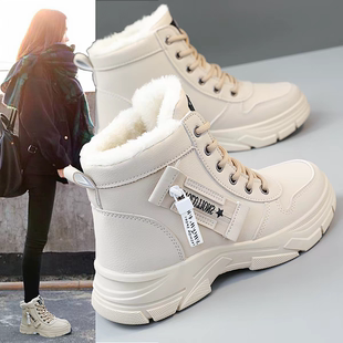雪地靴女2026新款冬季加绒加厚马丁靴子女鞋短靴学生保暖运动棉鞋