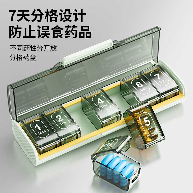 药盒一周七天7格随身密封避光吃