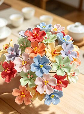 陶瓷小樱花仿真花花束花插花瓶