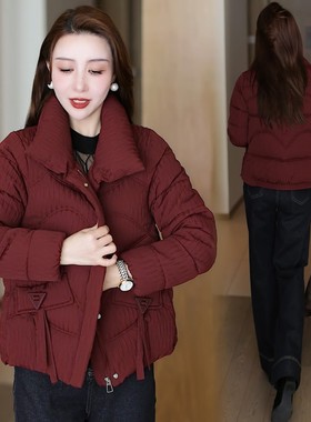 时尚短款棉服女2025冬季新款立领妈妈外套加厚保暖宽松休闲小棉袄