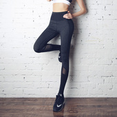 女长裤 薄款 高腰紧身裤 显瘦跑步健身裤 速干网纱踩脚夏 运动裤 瑜伽裤