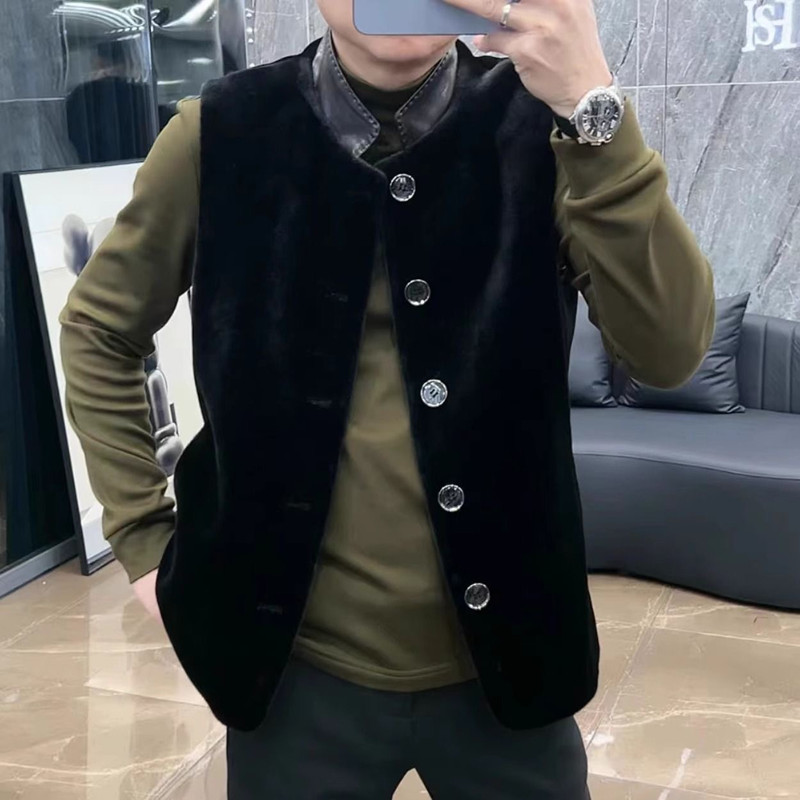 男士秋冬款丝绒帅气立领休闲马甲