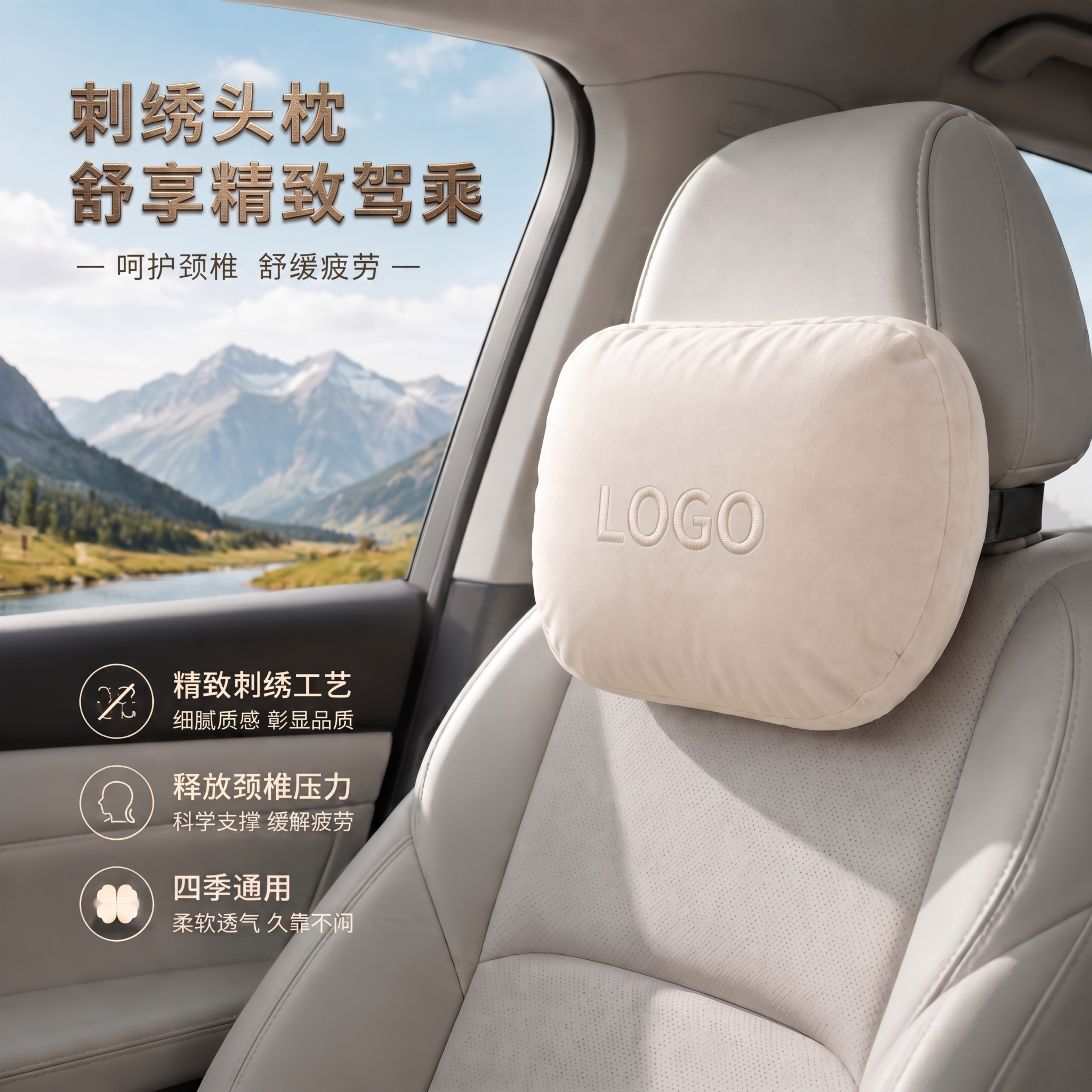 适用于特斯拉Model3/Y/S/X车用汽车头枕车枕头护颈枕座椅靠枕内饰