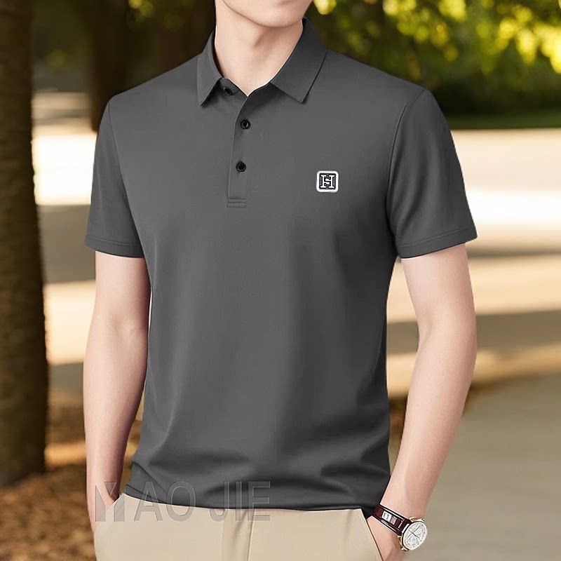 夏季高级感痞帅男网眼短袖polo衫大码休闲透气上衣翻领服半袖T恤