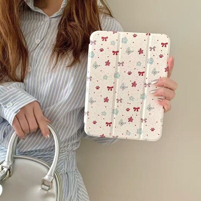 简约小众日韩ins风满屏星星蝴蝶结适用iPadpro2024磁吸保护壳mini6新款pro11英寸磁吸镜面10.5防摔Air6无笔槽
