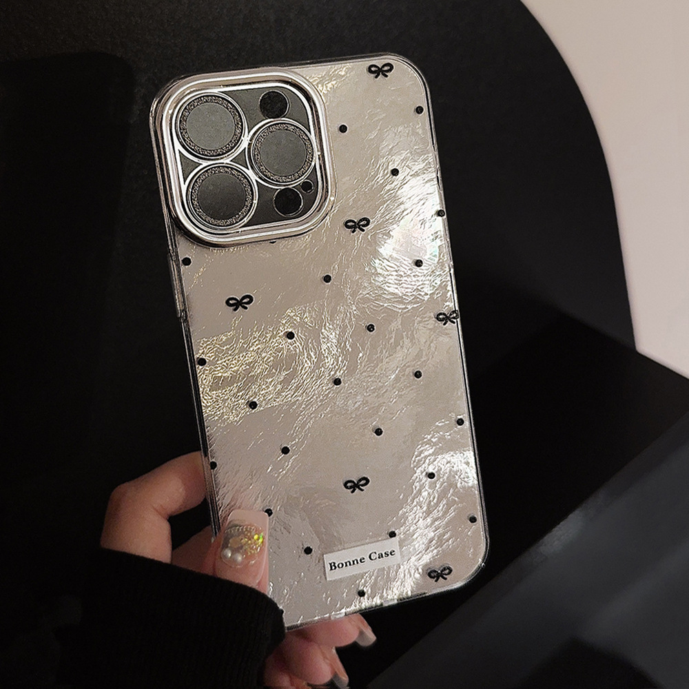ins冷淡风简约波点蝴蝶结适用于iPhone16手机壳新款苹果15promax女款14全包13镜头膜保护套12防摔11不会撞壳