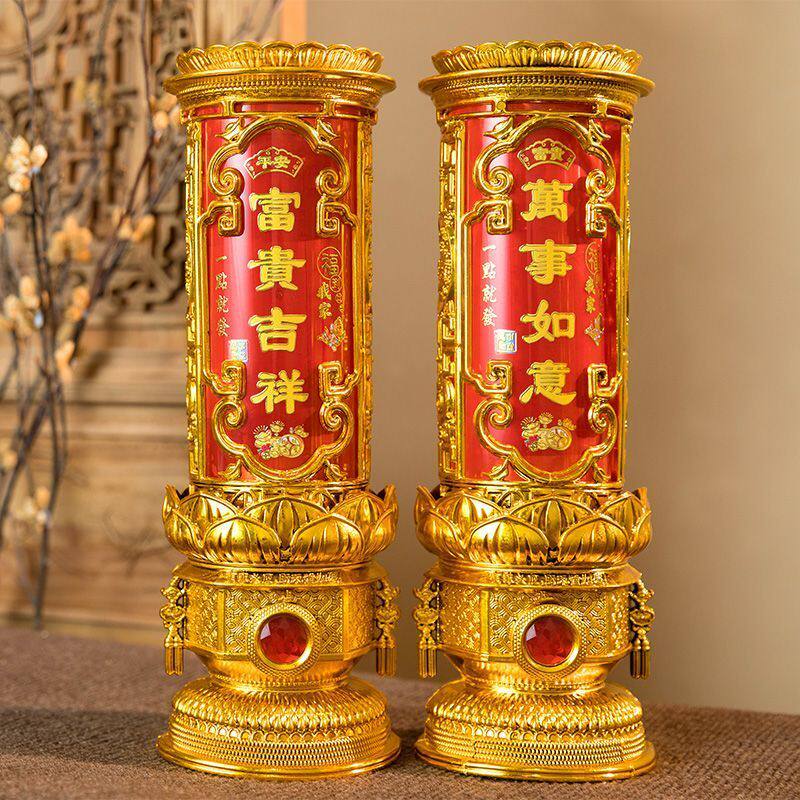 家用过年节庆酥油灯礼佛无烟水晶防风无味蜡烛开业供佛乔迁红蜡烛