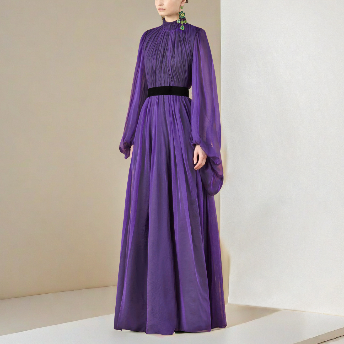 高端|绝美|轻奢飘逸紫色气质长裙