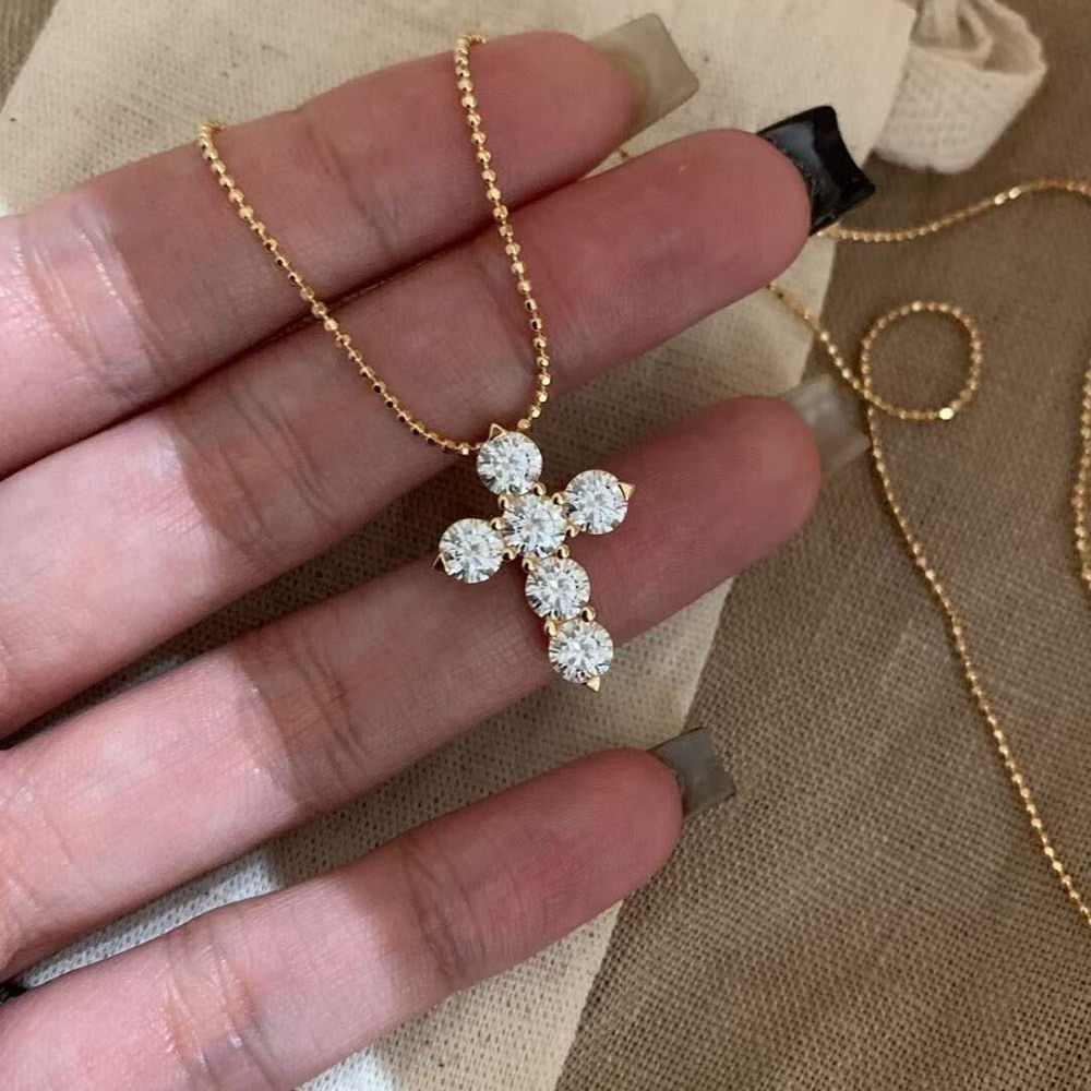 astudio纯银满钻十字架项链银饰