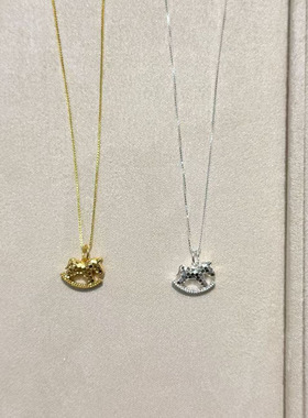 小众甜酷风碎冰冰小马项链 S925纯银马年本命年摇摇马锁骨链银饰