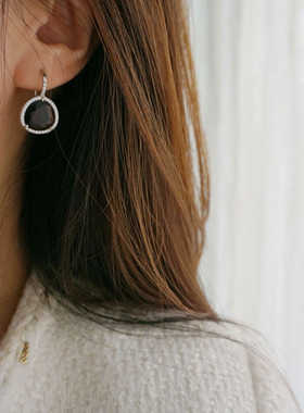 小众轻奢水滴耳环 S925纯银高级喊糖果色彩钻耳钉 几何三角形耳饰