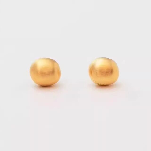 925纯银不规则拉丝小金蛋耳环