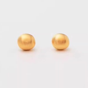 Marco Bicego复古925纯银金属拉丝不规则圆球小金豆耳钉 通勤银饰