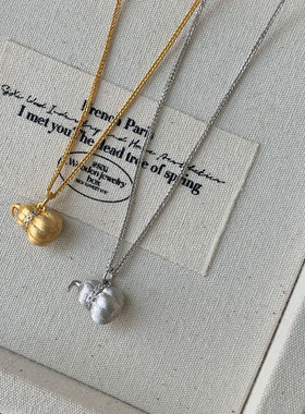 astudio纯银新中式拉丝葫芦项链