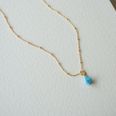 astudio纯银锥形绿松石水滴项链