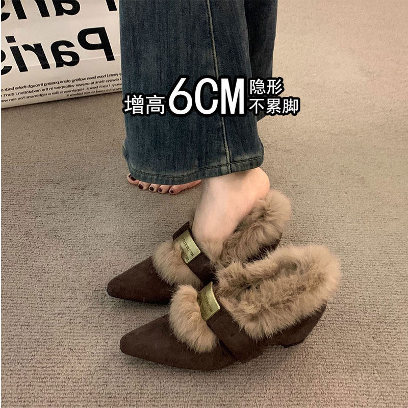 内增高6CM加绒勃肯棉鞋女