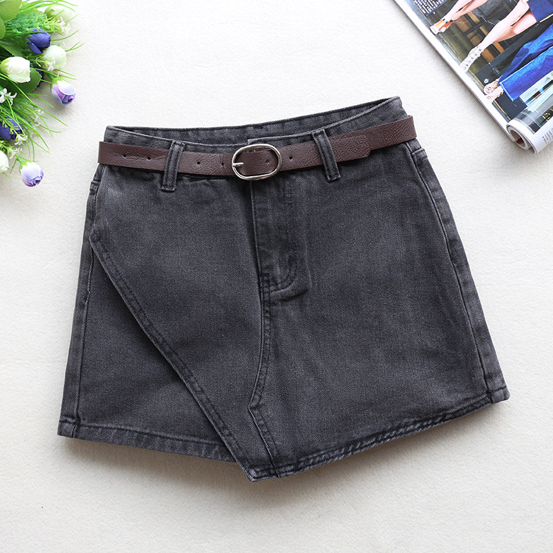 牛仔短裙女夏裙裤2022新款中腰百搭修身显瘦a字半身裙短裤假两件