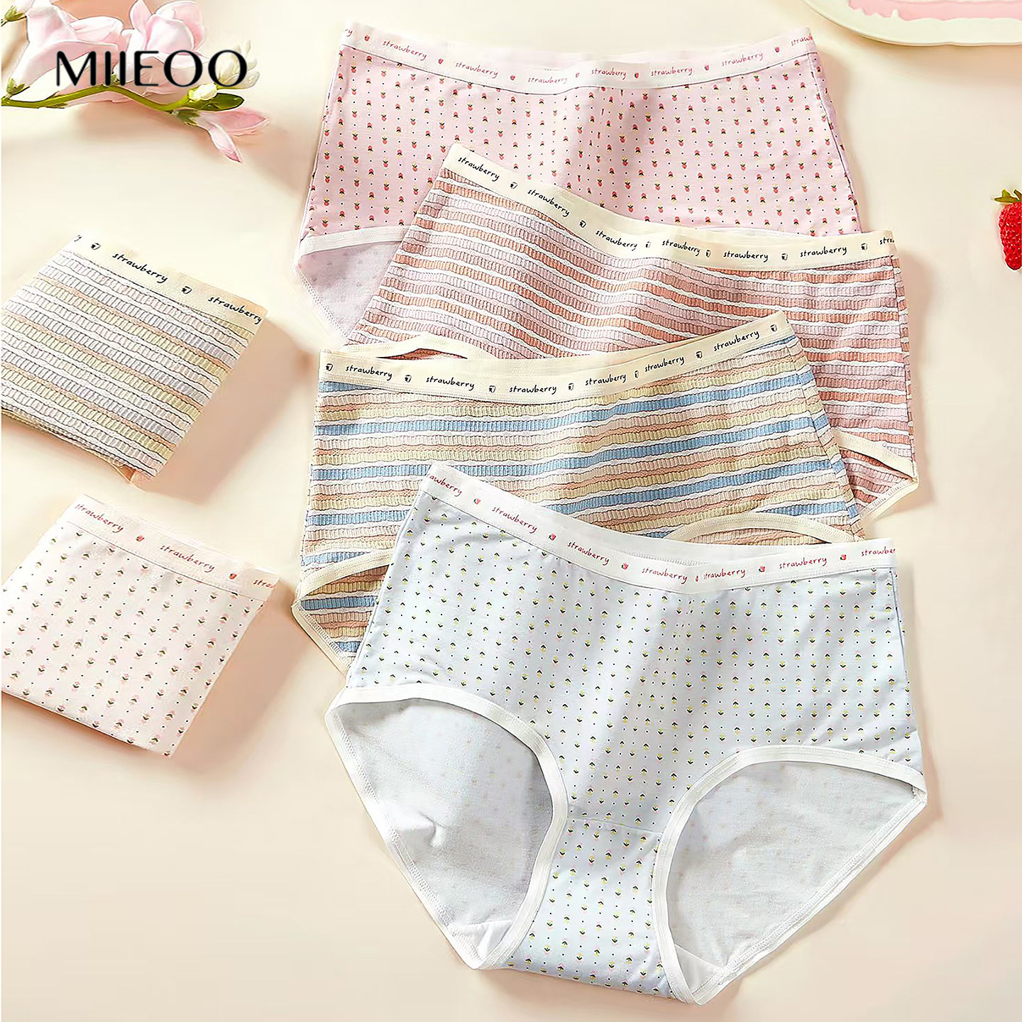 秘语内裤女2026新款透气薄款抗菌条纹碎花婴肤棉中腰包臀三角裤,女士内衣/男士内衣/家居服,女三角裤,淘宝优惠券,粉丝福利购,淘宝优惠卷