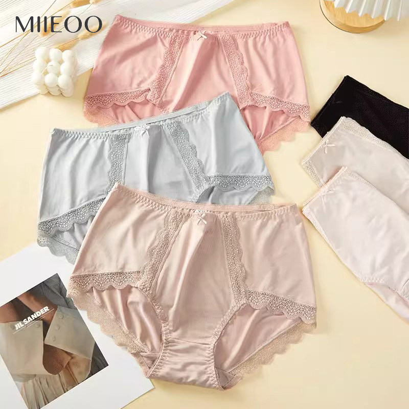 秘语内裤女高腰收腹提臀胖mm大码薄款无痕蕾丝花边莫代尔平角短裤