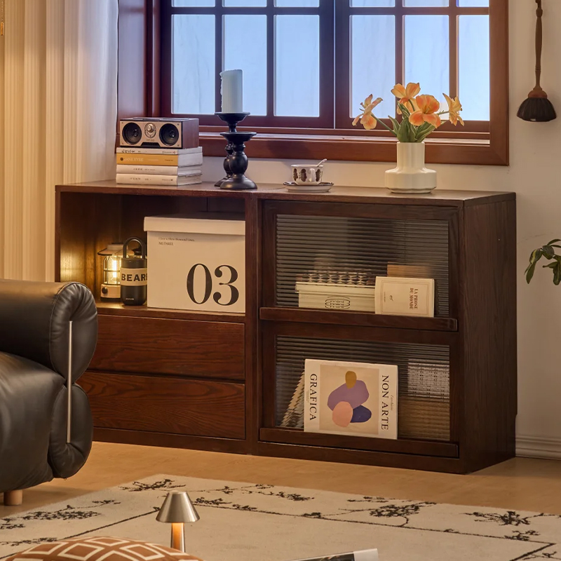 实木书柜中古风储物置物柜