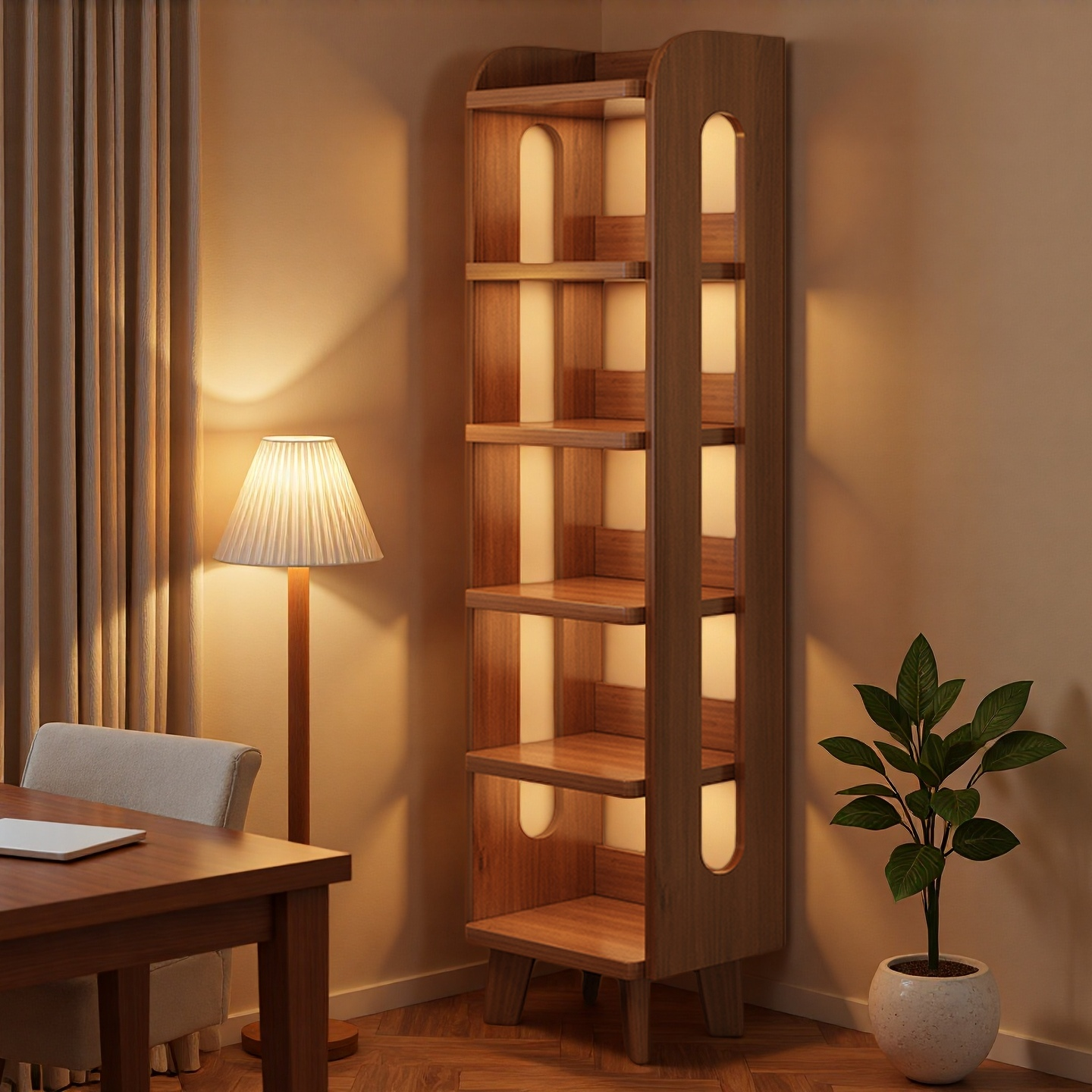 实木书架置物架落地收纳架子