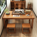 茶桌书桌一体桌椅组合茶台泡茶桌办公室简约新中式 家用大板茶桌子