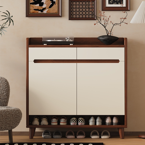 【宋式美学】实木芯家用门口鞋柜