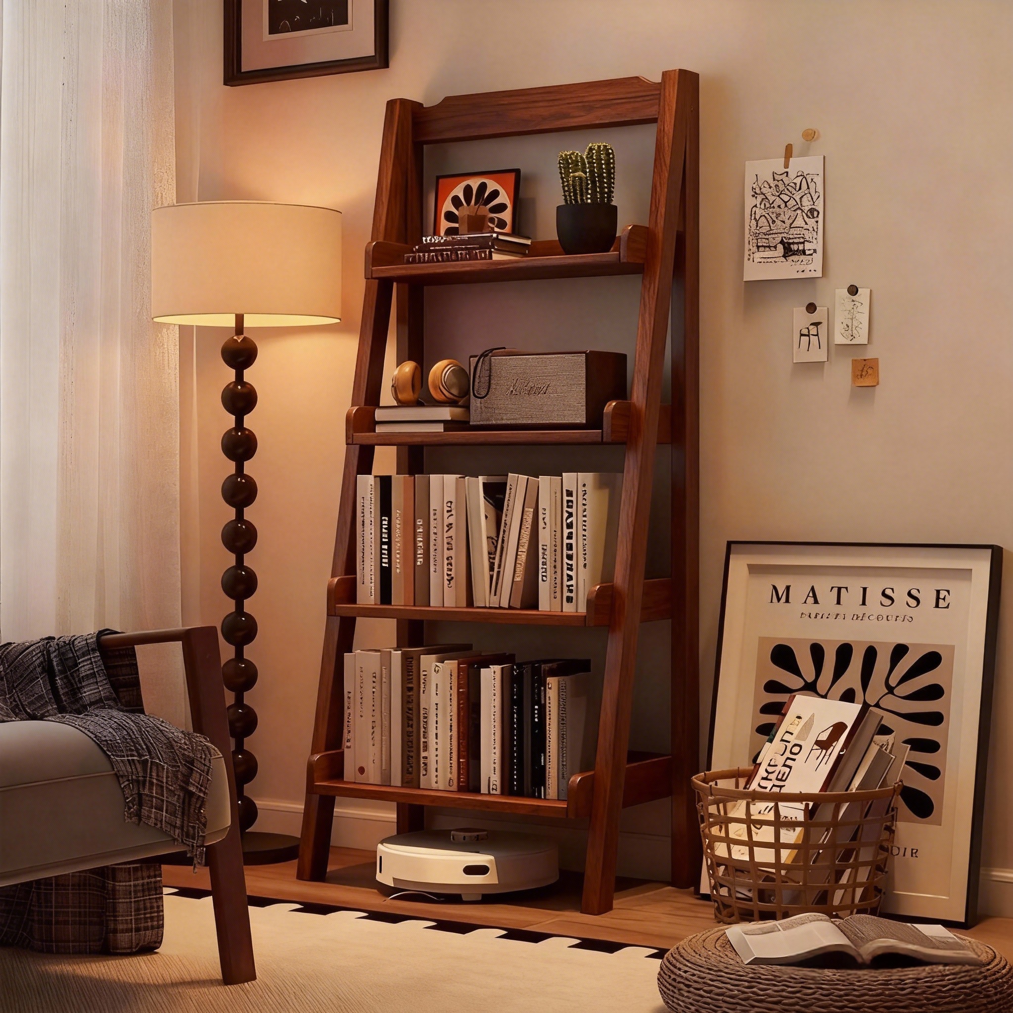 简易书架落地置物架客厅梯型书柜