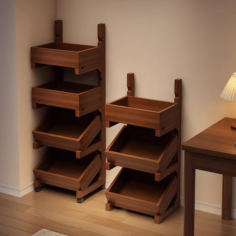 中古风实木边几可移动沙发边柜