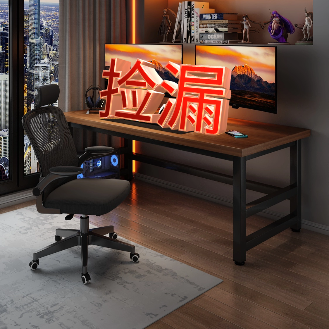 电脑桌台式家用书桌学生学习写字桌简易工作台卧室带抽屉办公桌子