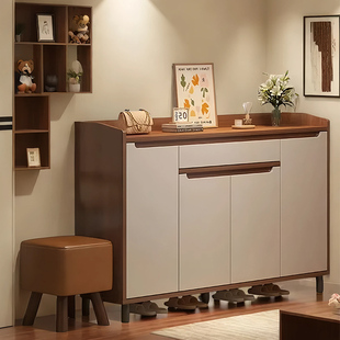 鞋柜家用门口入户玄关室内收纳柜一体靠墙实木风楼道入户门鞋架子