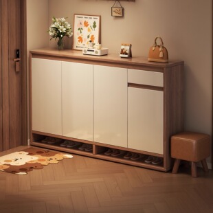 新中式鞋柜家用门口柜子2025新款多层入户室内靠墙一体收纳柜鞋架