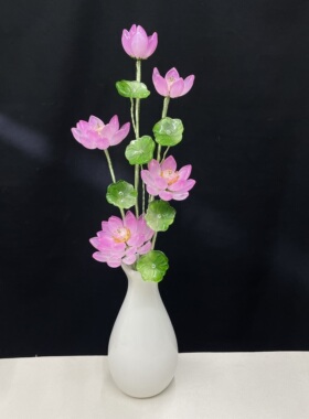 琉璃手工荷花佛前供花