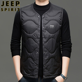 吉普JEEP2025冬季 羽绒马甲休闲保暖背心圆领内搭坎肩 短款 新款 男士