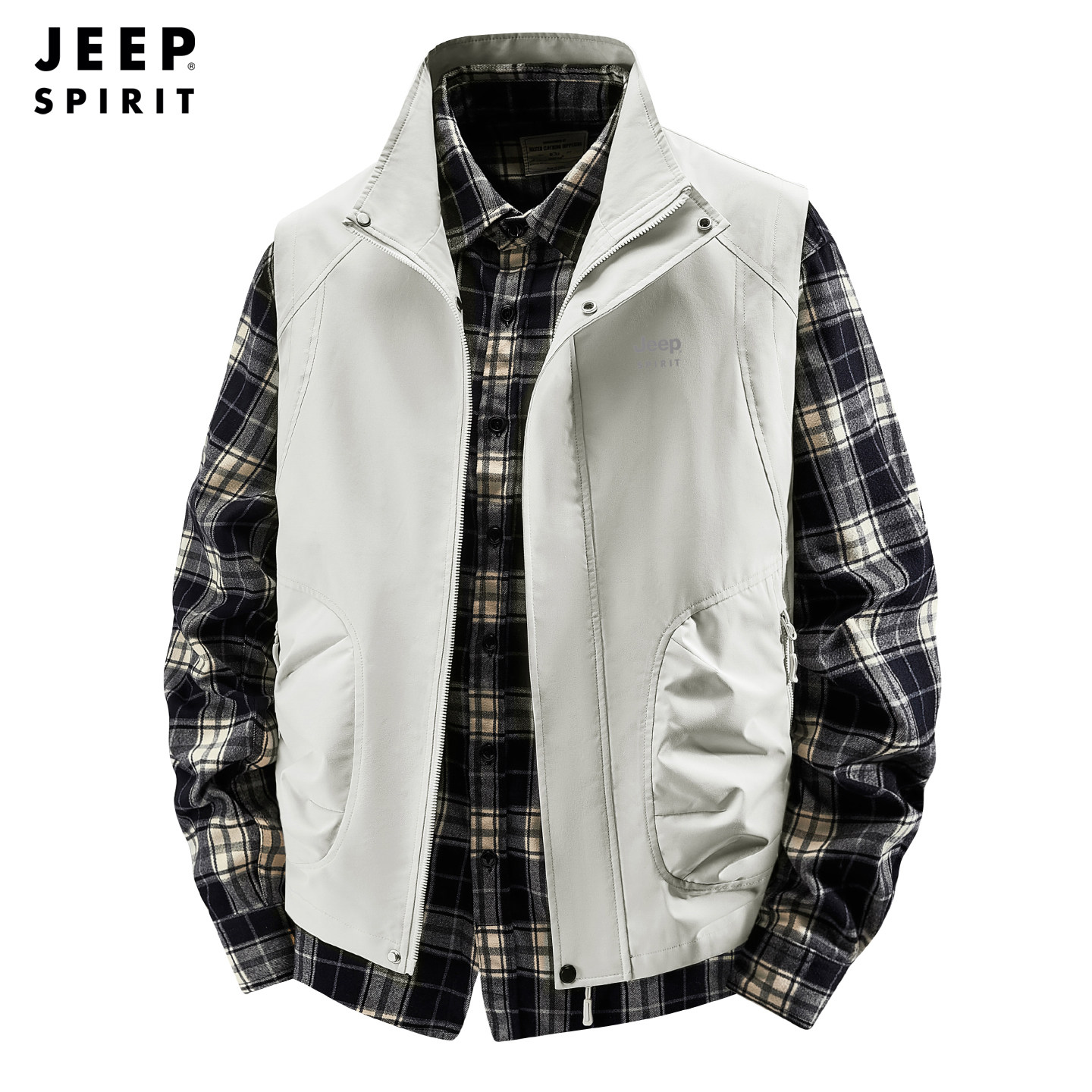 吉普JEEP马甲男立领2026春秋季新品多口袋工装马夹休闲无袖外套质