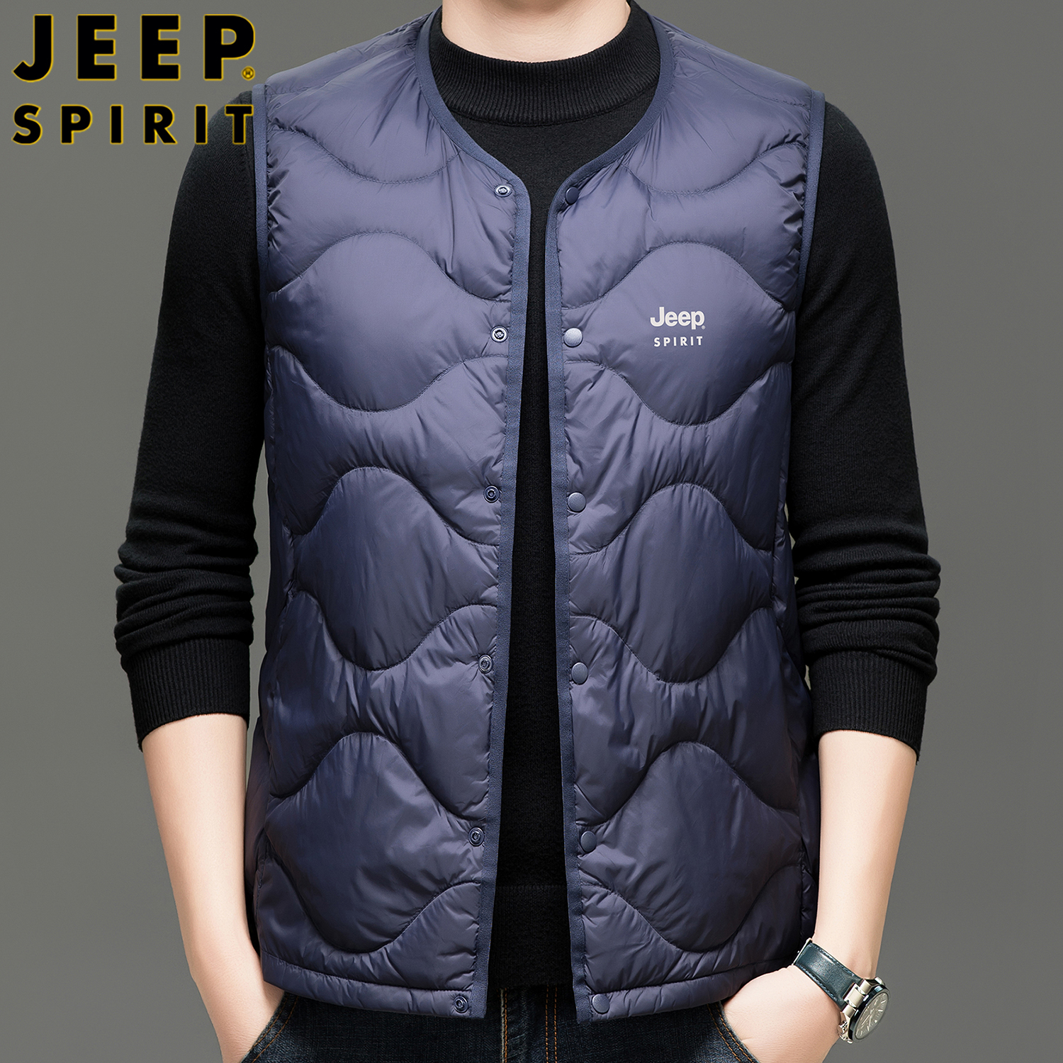 jeepspirit男士圆领羽绒马甲