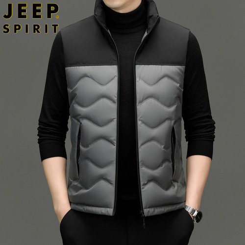 jeepspirit休闲立领拼接羽绒马夹