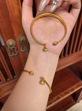 新款沙金手镯女古法传承仿真黄金手镯子纯实心结婚首饰叠戴不掉色