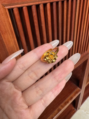 古法传承戒指两世欢越南沙金戒指女不掉色仿真黄金假首饰正品999