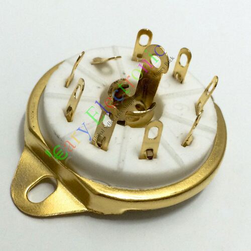 陶瓷九脚锁式GZC9-L-G电子管镀金管座适于EF55 EF50 EC52 TT12等