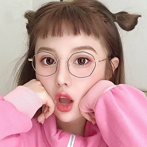 多边形眼镜框女小脸女不规则文艺