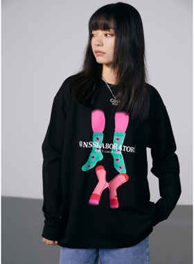 【NSS LAB】 重磅全棉310G圆领印花长袖T恤原创潮牌国潮宽松打底