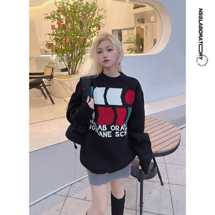 【吴磊同款】NSSLAB 重磅原创撞色设计国潮宽松休闲加厚毛衣