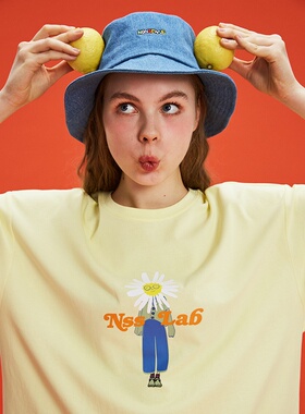 NSS LAB 2020S/S原创国潮潮牌双色趣味小花印花短袖T恤情侣款bf风