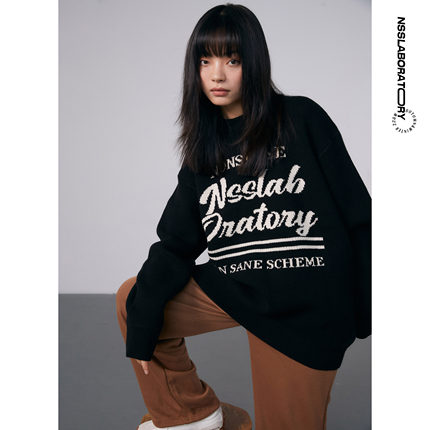 【吴磊 蒲熠星同款】NSSLAB 原创潮牌英文logo毛衣 街头套头上衣