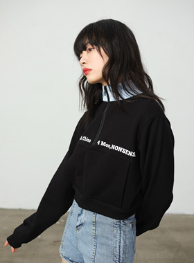 【NSSLAB】原创国潮潮牌全棉街头宽松休闲半拉链短款拼接情侣卫衣